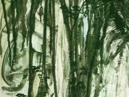S023 夏雨墨---千峰掛飛雨 138x69cm 2009